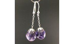 Boucles d'oreilles delphinium bleu 14mm pendules