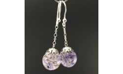 Boucles d'oreilles delphinium bleu clair 14mm pendules