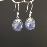 Boucles d'oreilles cyanite bleue 14mm crochets argent