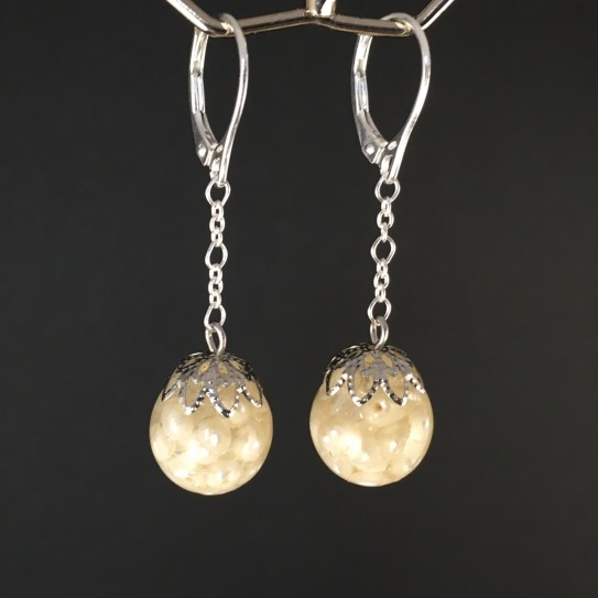 Boucles d'oreilles perles fines 12mm pendules