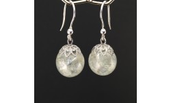 Boucles d'oreilles aigue-marine verte 14mm crochets argent