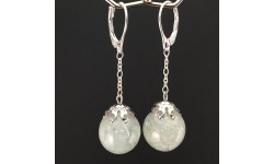 Boucles d'oreilles aigue-marine bleue 14mm pendules