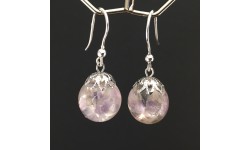 Boucles d'oreilles amétrine 14mm crochets argent