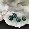 Boucles d'oreilles malachite, bulles de résine inclusion de pierre fine de malachite