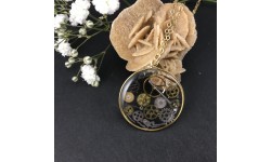 Pendentif steampunk engrenages de montre en suspension cercle doré